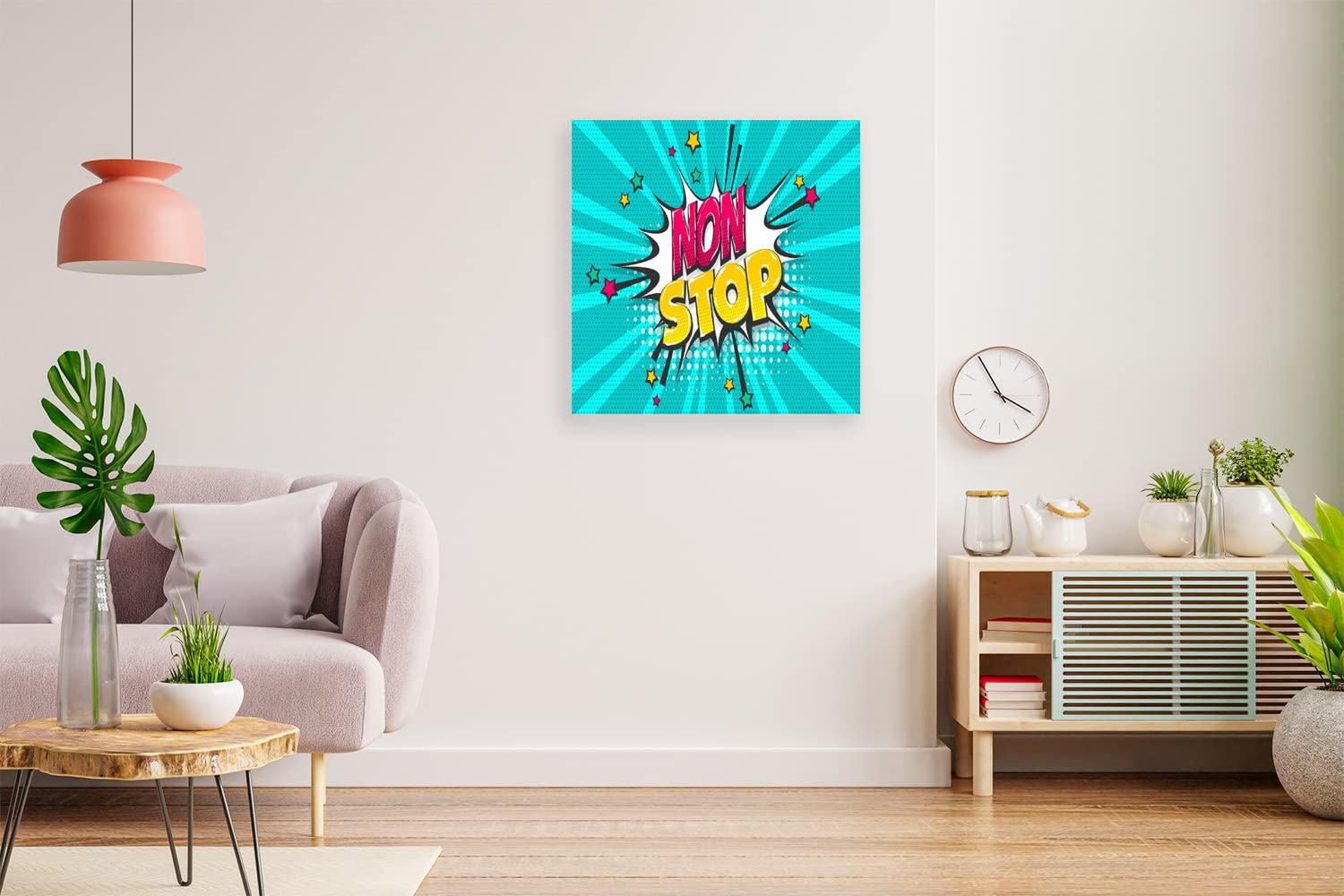 VERRE ART Wood Framed Canvas - Wall Decor for Living Room, Bedroom, Office, Hotels, Drawing Room (14in X14in) - Non Stop Quote Illustration