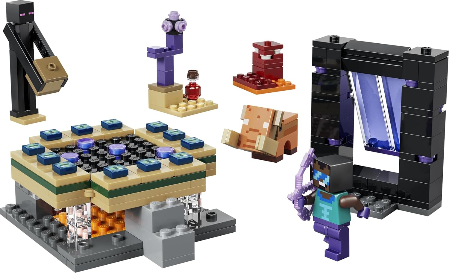 Lego 21584 Minecraft Nether and Endportal Journey Toy, Birthday Gift, Blocks, Boys, Girls, Children, 7, 8, 9, Elementary School Game, Pretend Play, Pretend Play