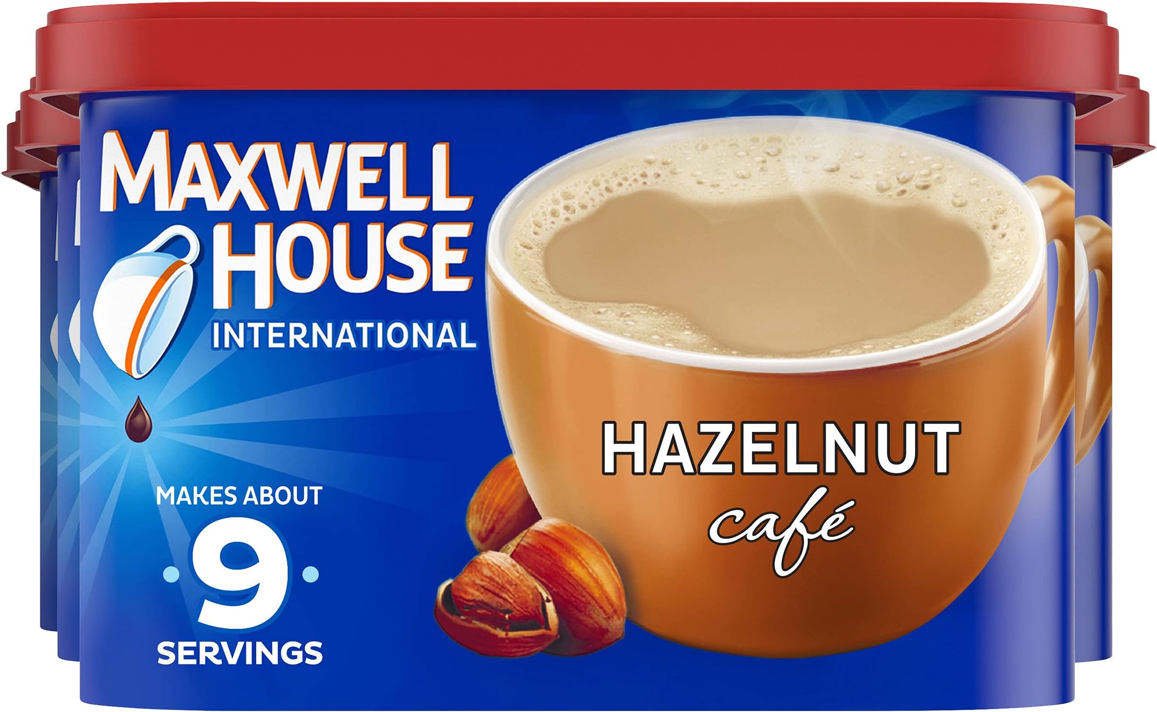 Maxwell House International Cafe Hazelnut Instant Coffee (9 oz Canisters, Pack of 4)