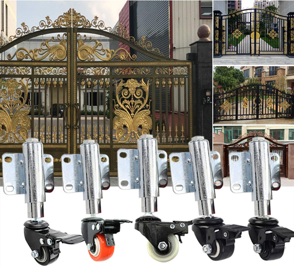 Ruedas Rueda giratoria for puerta de 40 mm (1,5 pulg.), 2 amortiguadores de resorte planos de alta resistencia retráctiles de 60 mm, capacidad de carga de 50 kg, resistente y duradera, sin ruido.(Whit