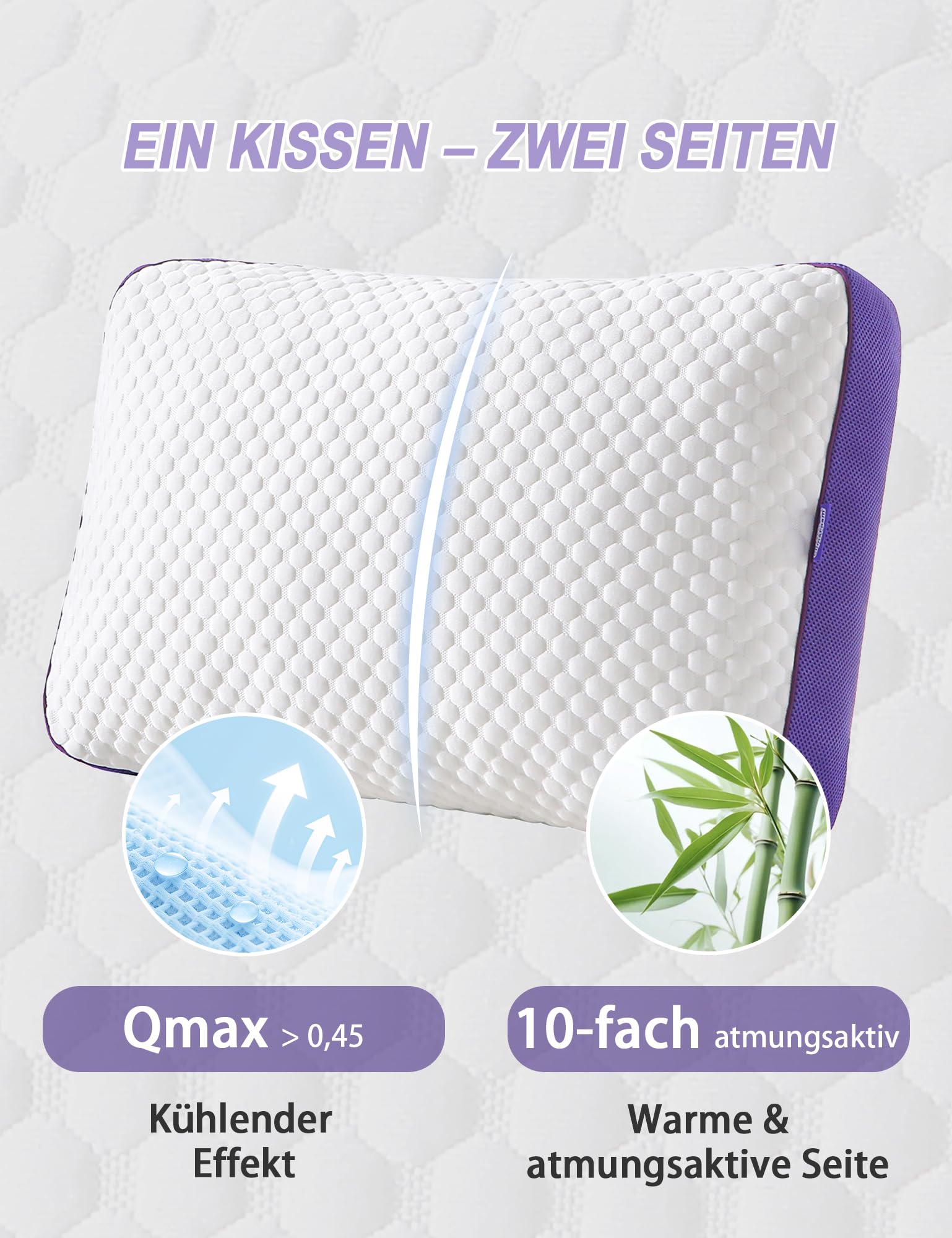 BPC Kopfkissen 50x75 cm 1er Set, Höhenverstellbares Memory Foam Kissen