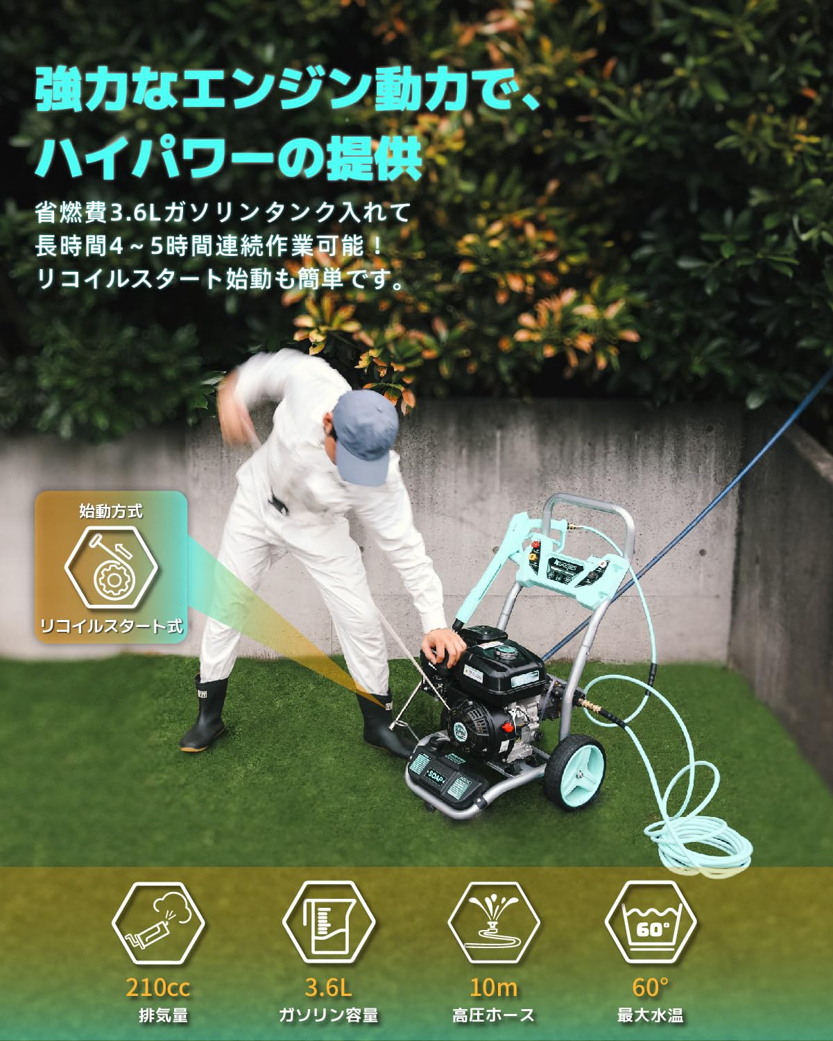 Amazon | Kareyou（カレヨー）高圧洗浄機エンジン式 エンジ 付き高圧