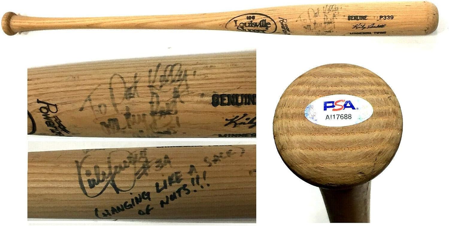 Kirby Puckett Signed Game Used Bat P339 Hanging Like a Sack of Nuts Auto PSA Coa - MLB Autographed Game Used Bats