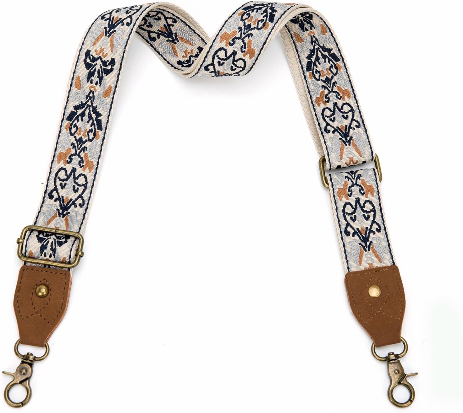 Purse Strap, 1.5" Cowhide Head Wide Shoulder Strap Adjustable Replacement,Jacquard Embroidery Crossbody Bag Straps