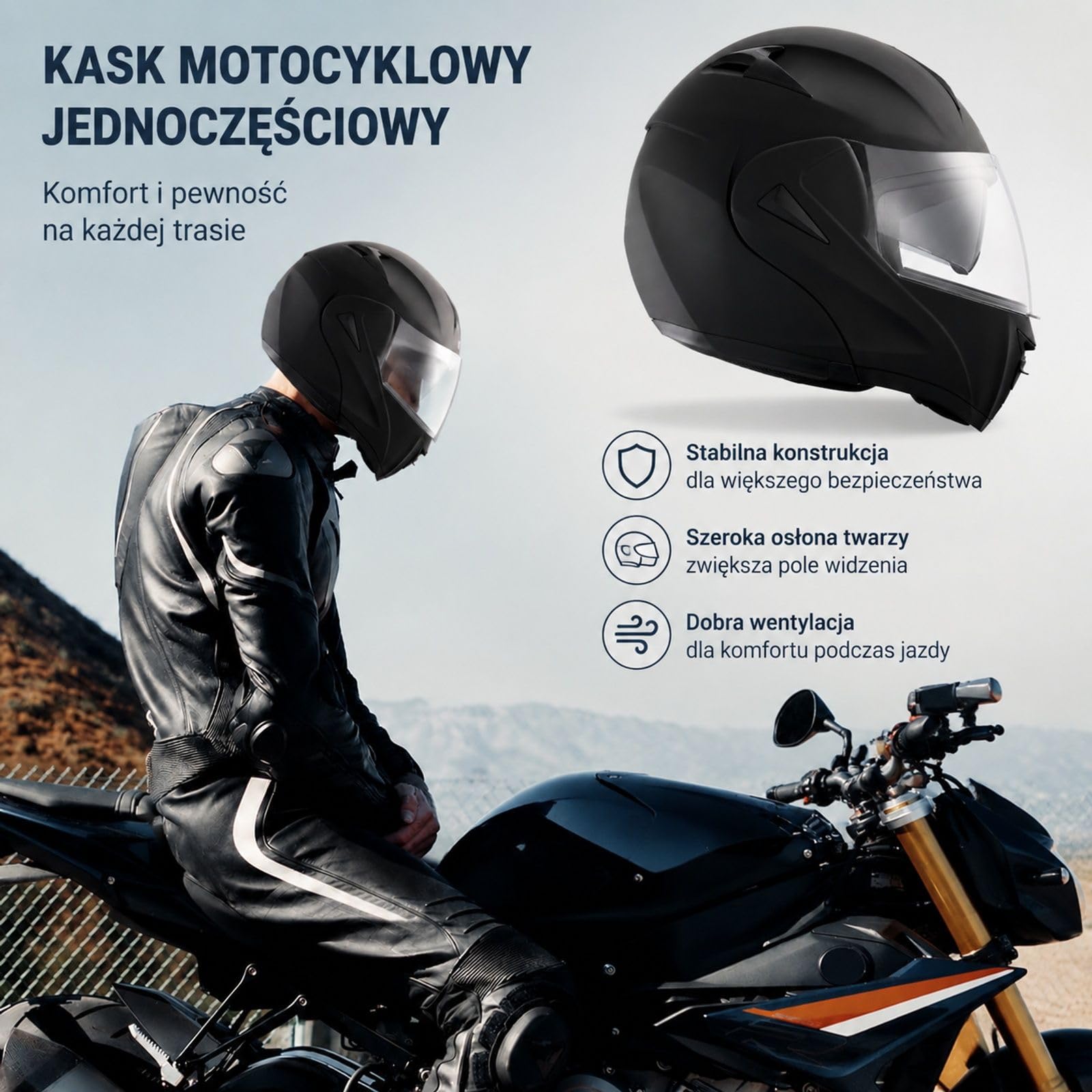 Kask motocyklowy bez maski, styl motocrossowy do jazdy drogowej i terenowej