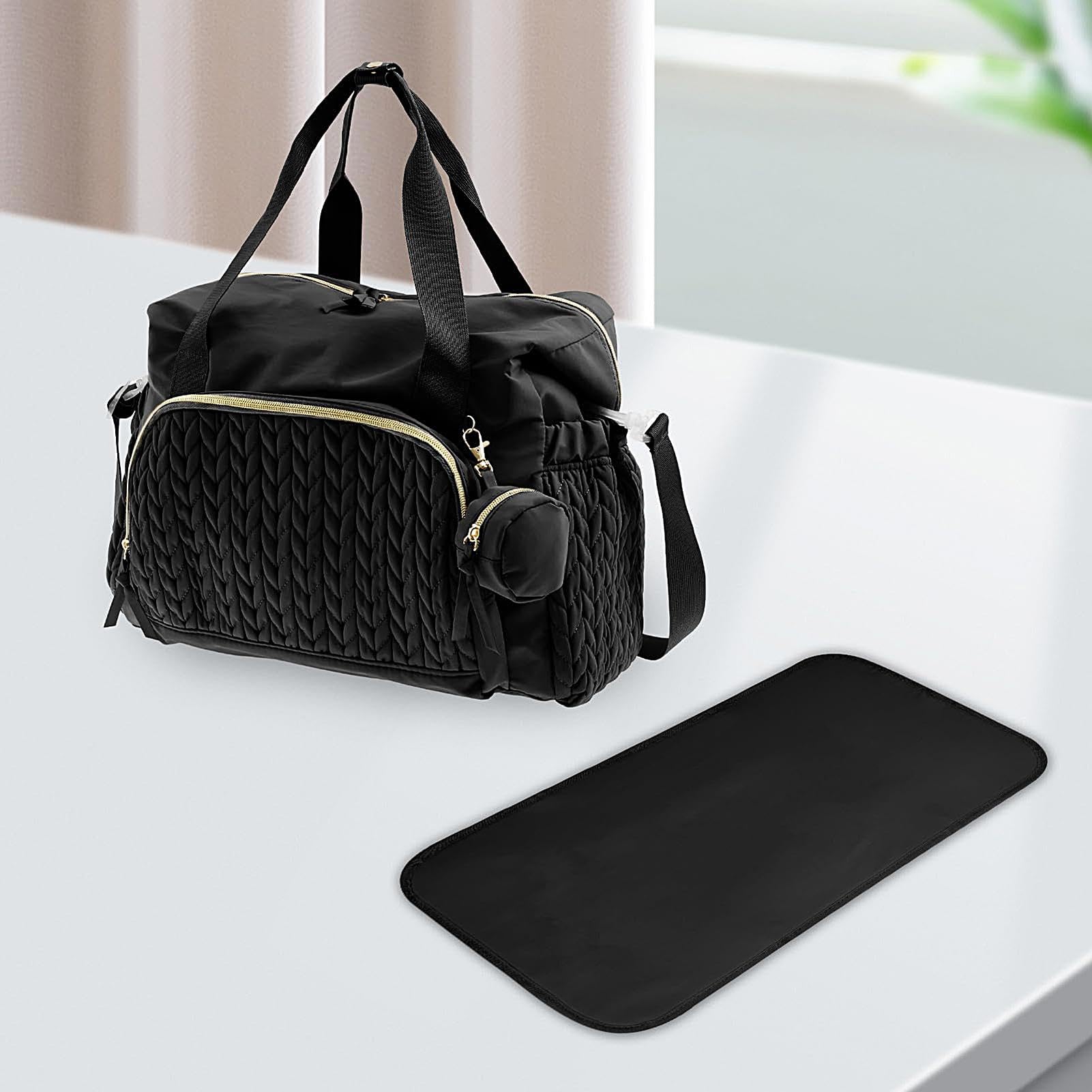 Borsa per pannolini, grande capacità, portaciuccio, molteplici scomparti, tessuto impermeabile, design spazioso, 45 x 23 x 30 cm, per uso domestico e in viaggio