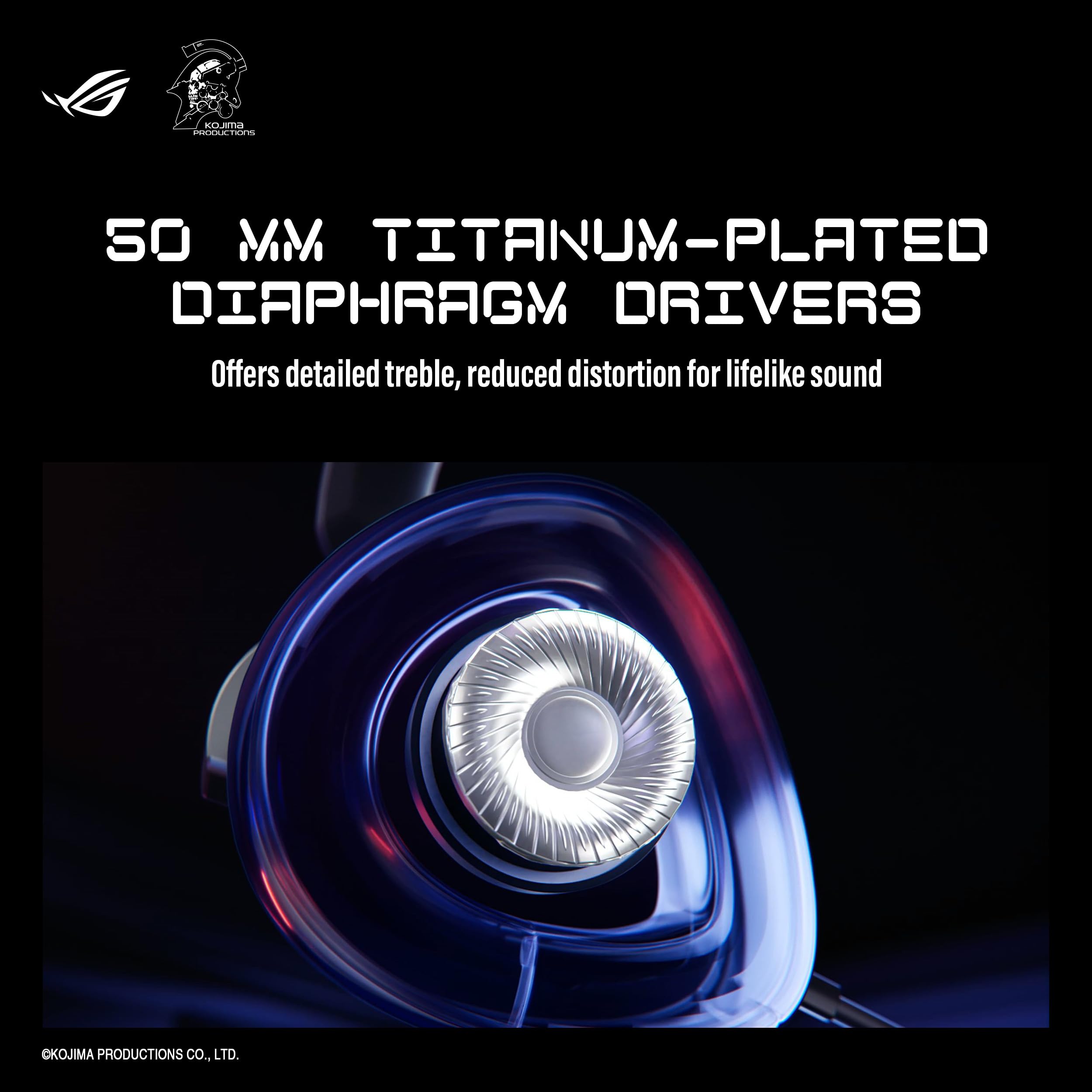 ASUS ROG Delta II-KJP - Casque Gaming sans Fil tri-Mode, Haut-parleurs 50mm Titane, ROG SpeedNova, 110h d'autonomie, Dual-Wireless et Design Exclusif Kojima Productions