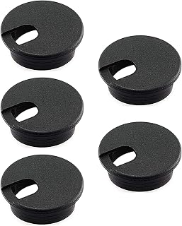 Zydiwo 5pcs Desk Hole Cover Grommet 1-3/8 Inch (35 mm) Plastic Desk Cable Grommet Cord Desk Wire Cord Cable Holder for Computer PC Cable Cord Organizer (Black)