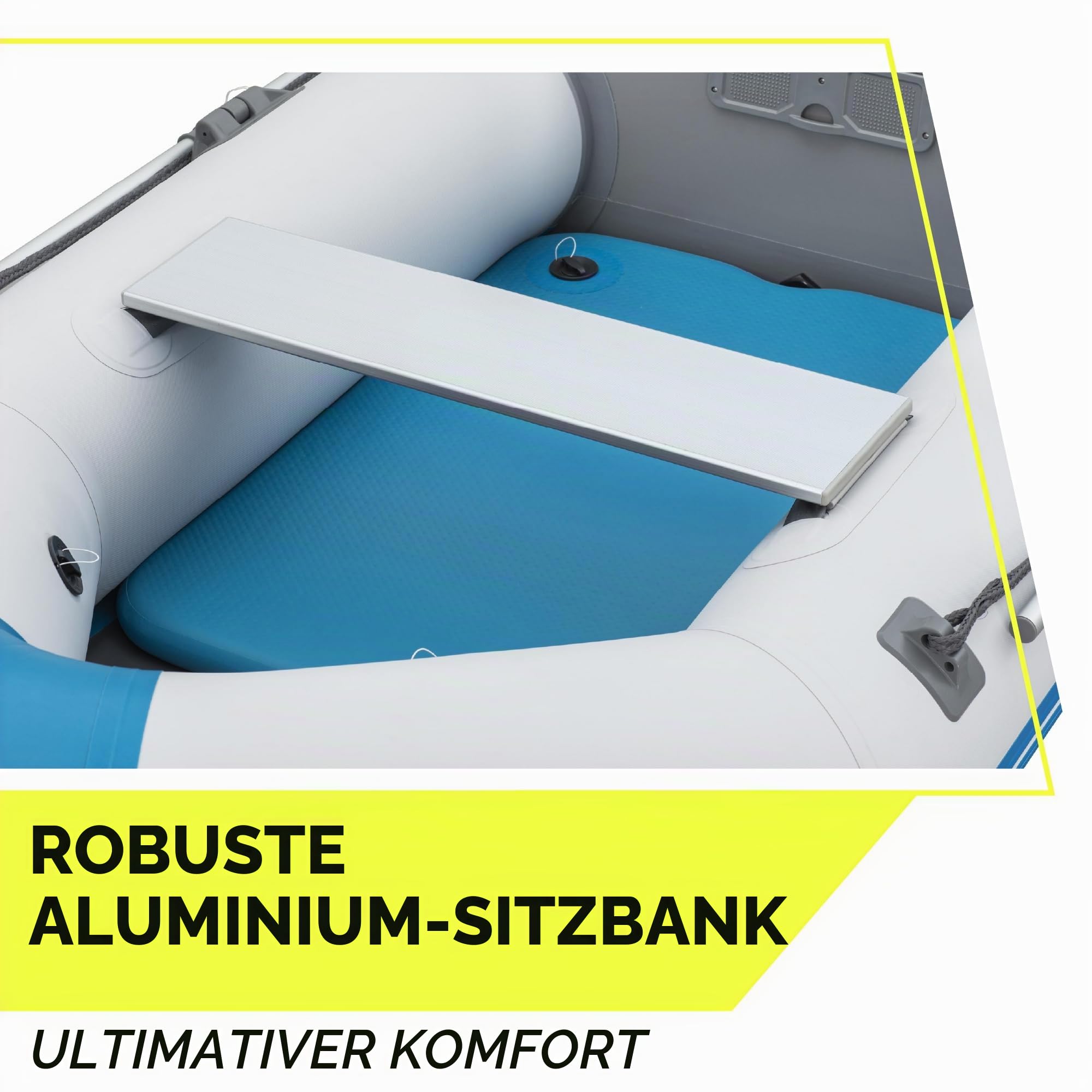 Bestway Hydro Force Sportboot-Set Caspian, 230 x 130 x 33 cm, 2 Erwachsene, bis 280 kg, 3 Luftkammern, TriTech-Material, Fester FortiFiber-Boden, Ruder, Pumpe, Aluminium-Sitzbank, Motorhalterung