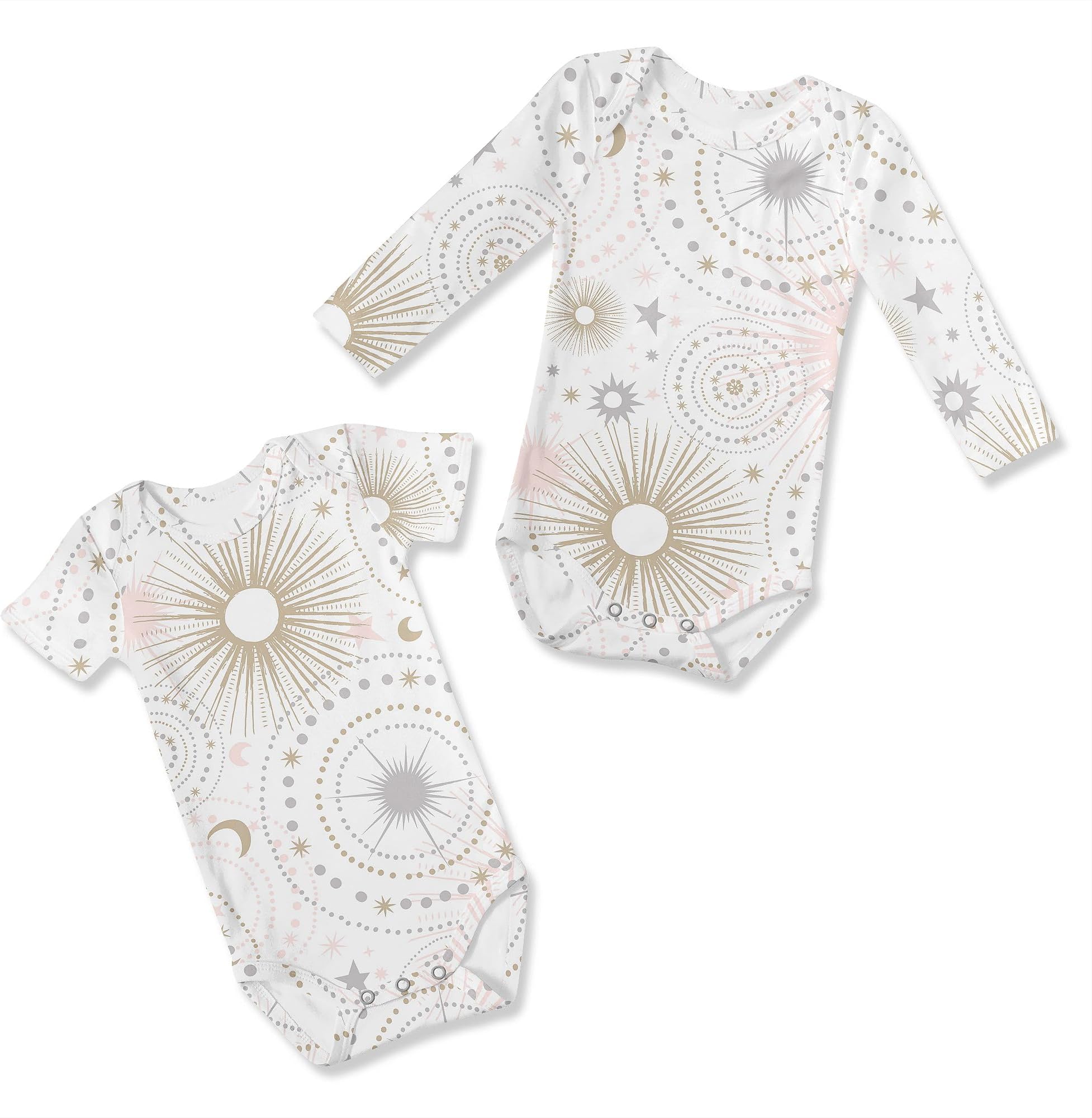 Sweet Jojo DesignsPink Gold Star Celestial Girl Baby Bodysuit Newborn Infant Clothing Outfit Babywear 2 PC
