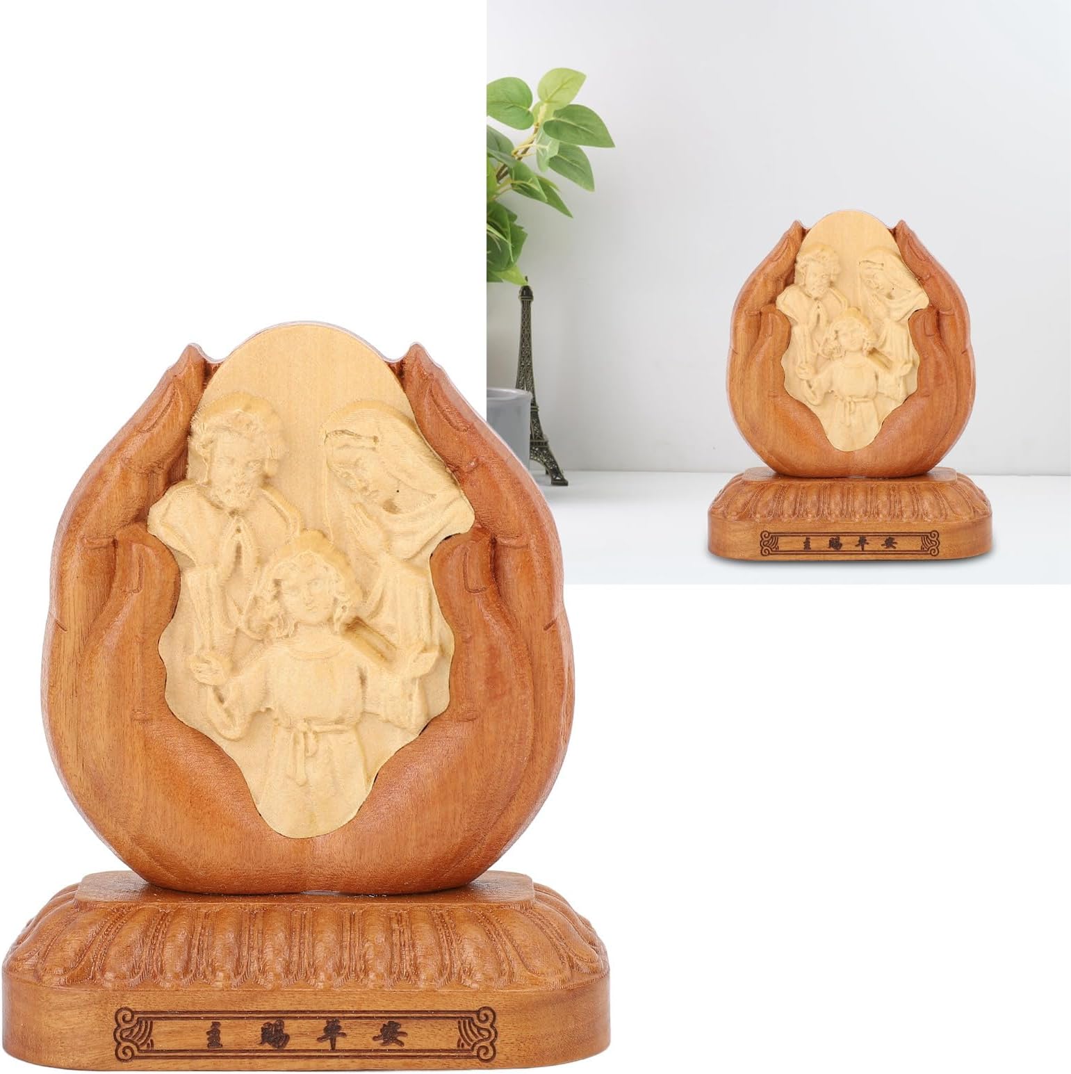 Luqeeg Wooden Family Figurine Statue, Family Figure, Exquisite Delicate Beech Wood Jesus Statue, Remembrance Table & Office, Authentic Handcrafted Art Piece, Luqeegs9xgdzqv05