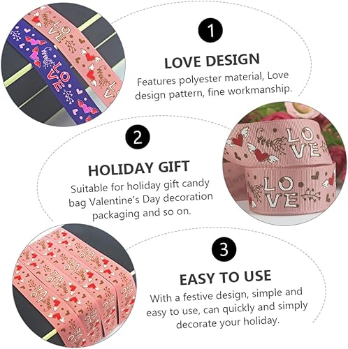 Miniatura 9 de Hemoton 4 rollos de cinta para decoración de regalo, cinta de regalo, guirnalda de decoración de listones para manualidades, cinta de envoltura de