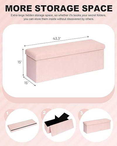 Miniatura 82 de B FSOBEIIALEO Cubo otomano de almacenamiento pequeño Sherpa otomano otomano, otomanas plegables y portátiles, piel de peluche sintética, color