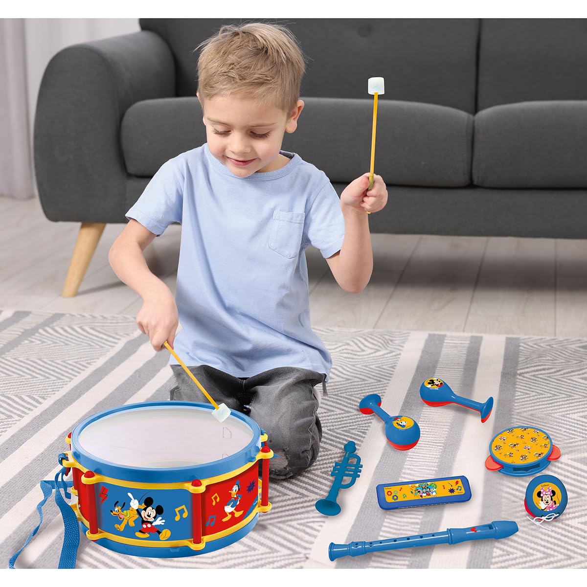 Lexibook, Set Musical 7 Piezas Mickey Mouse, Azul, Rojo, K360MCHLXB