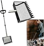 10 Inch 2 in 1 Chicken Poop Scooper & Rake Chicken coop Scoop with Ergonomic Grip Adjustable Long Handle (22 to 62