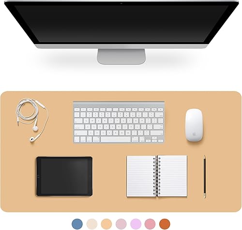 Miniatura 31 de Protector de almohadilla de escritorio de piel CADONO, almohadilla de escritorio antideslizante, gran almohadilla de ratón de piel sintética PU,