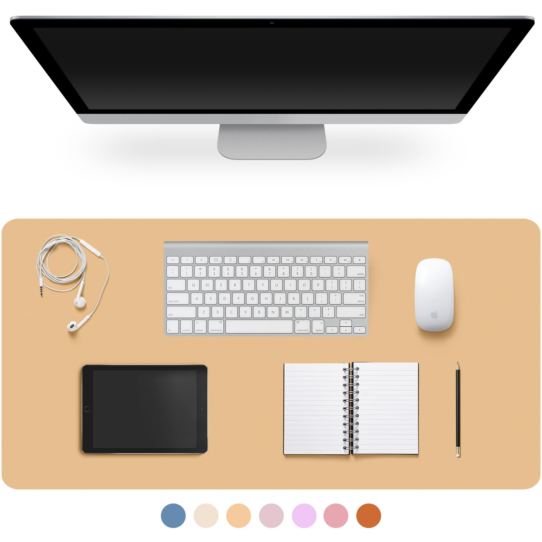 Leather Desk Pad Protector,Non-Slip Desk Pad,on-Slip PU Leather Large Mouse Pad,Easy Clean Desk Protecor Mat,Writing Pad for Office Work/Home/Decor(Apricot, 31.5" x 15.7") โ image 1
