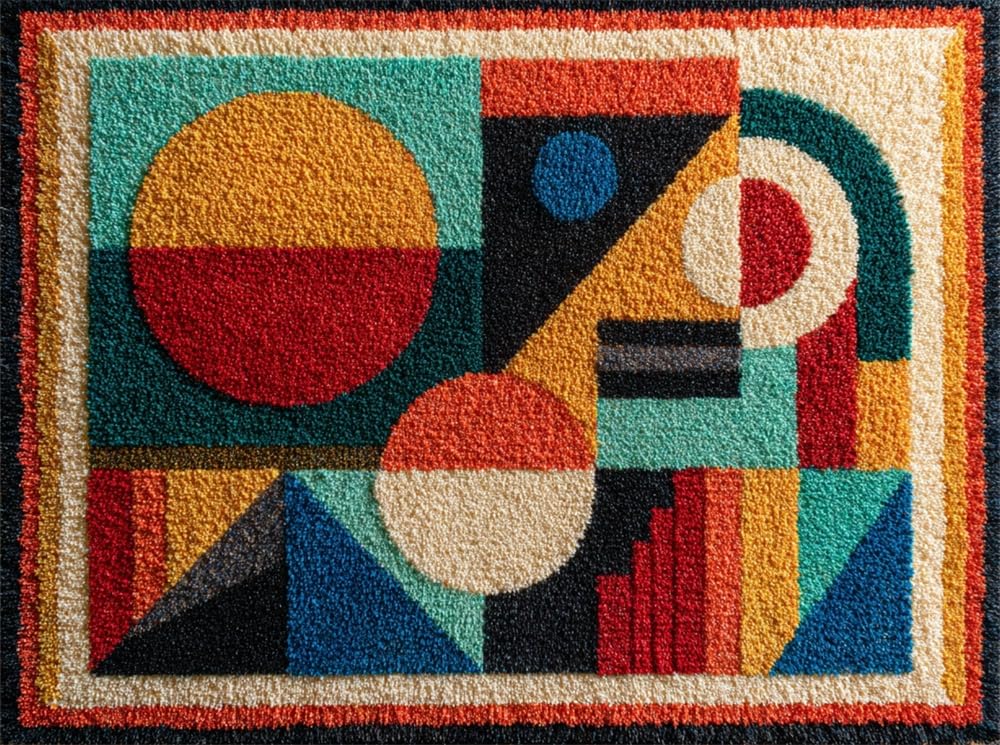 FWRTYCB 3D Latch Hook Rug Kit Geometric Pattern 20X15Inch