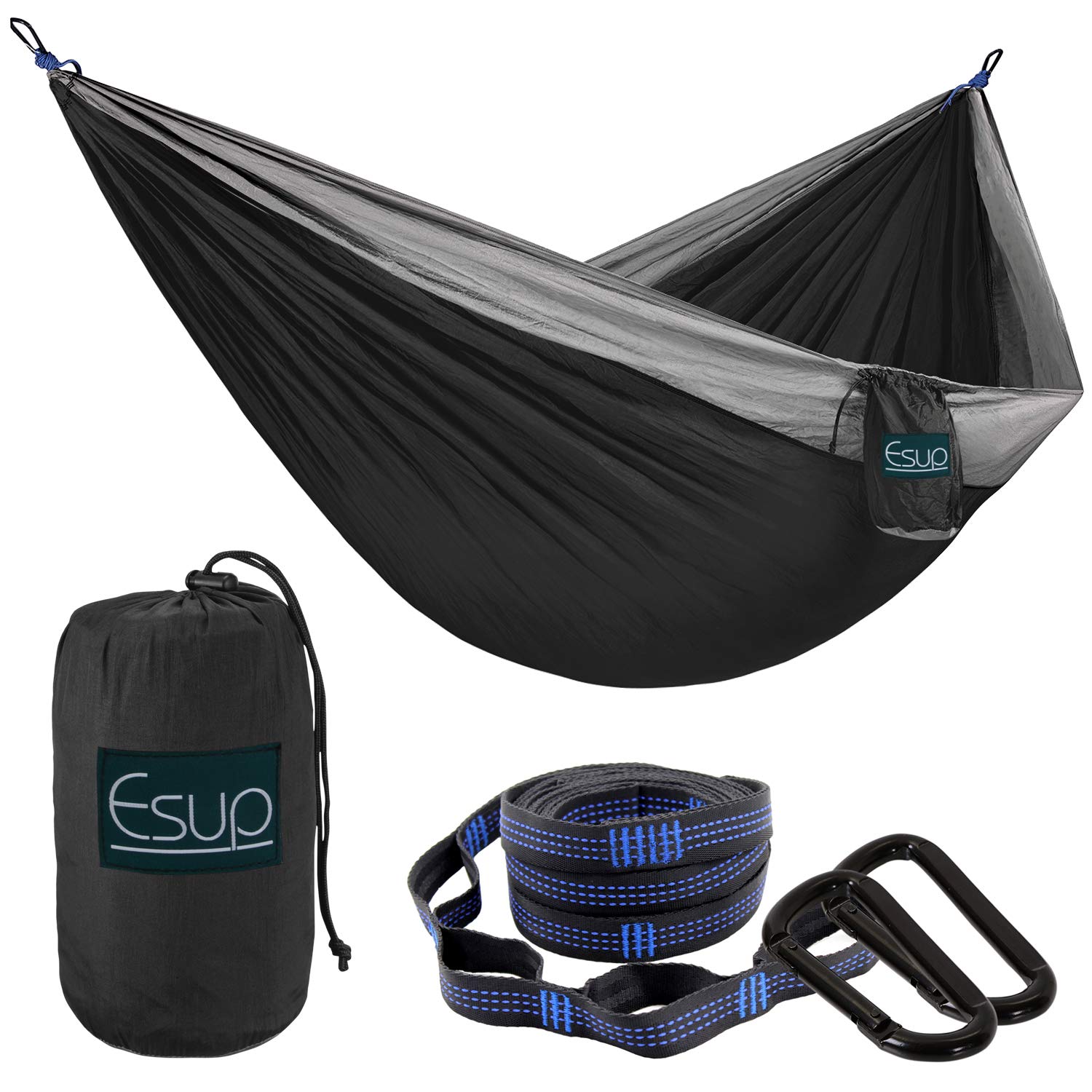 Single & Double Camping Hammock -Lightweight Nylon Portable Hammock, Best Parachute Hammock with Tree Straps for Backpacking, Camping, Travel