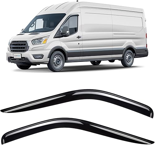 CLIM ART Protectores de lluvia increíblemente duraderos para Ford Transit 2014-2024, deflectores de ventana con cinta original, deflector de