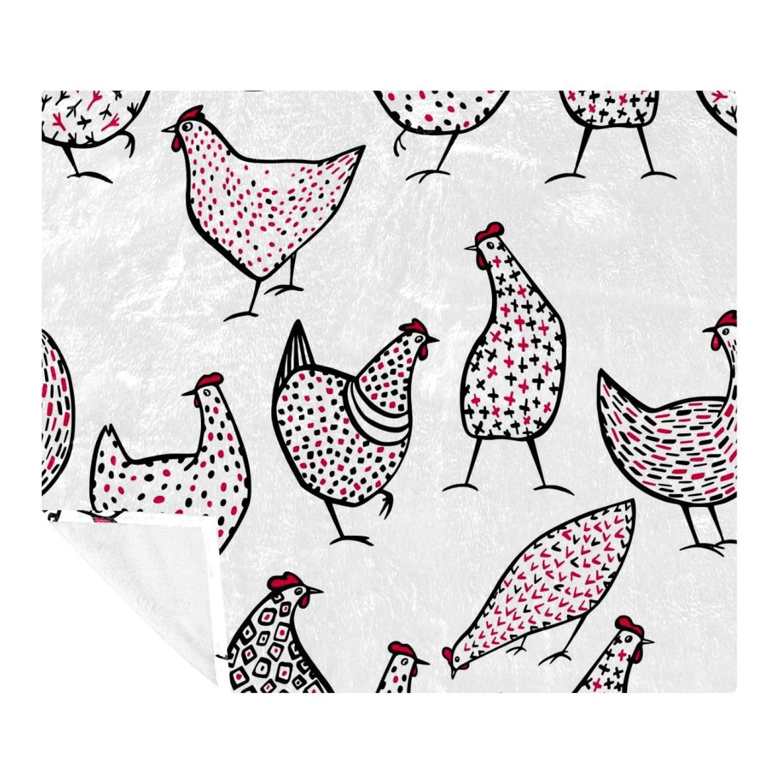 Couverture microfibre 150x200 cm plaid lit et canapé à motif poulets