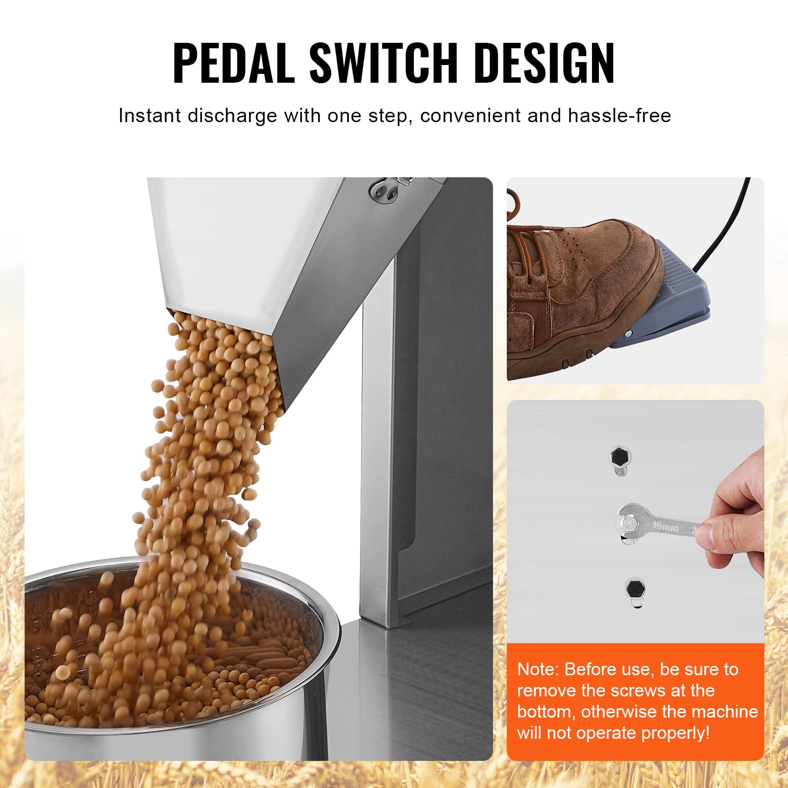 VEVOR Máquina llenadora de partículas, 20-5000 g, Máquina llenadora automática con pedal, Acero inoxidable, Llenadora con pesaje para frijoles, semillas, granos, té, embalaje granular