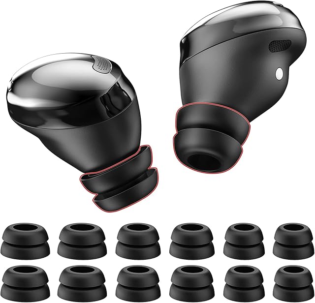 Delidigi Ear Tips for Galaxy Buds Pro, 6 Pairs Double Flange Silicone Eartips Earbuds Earplug Replacement Accessories Compatible with Samsung Galaxy Bus Pro 2021 S/M/L Size (Black)
