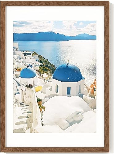 Miniatura 121 de Axeman Marco para póster de 18 x 24 pulgadas con paspartú para 16 x 20 pulgadas, marco de fotos de madera maciza de roble con vidrio templado, marco