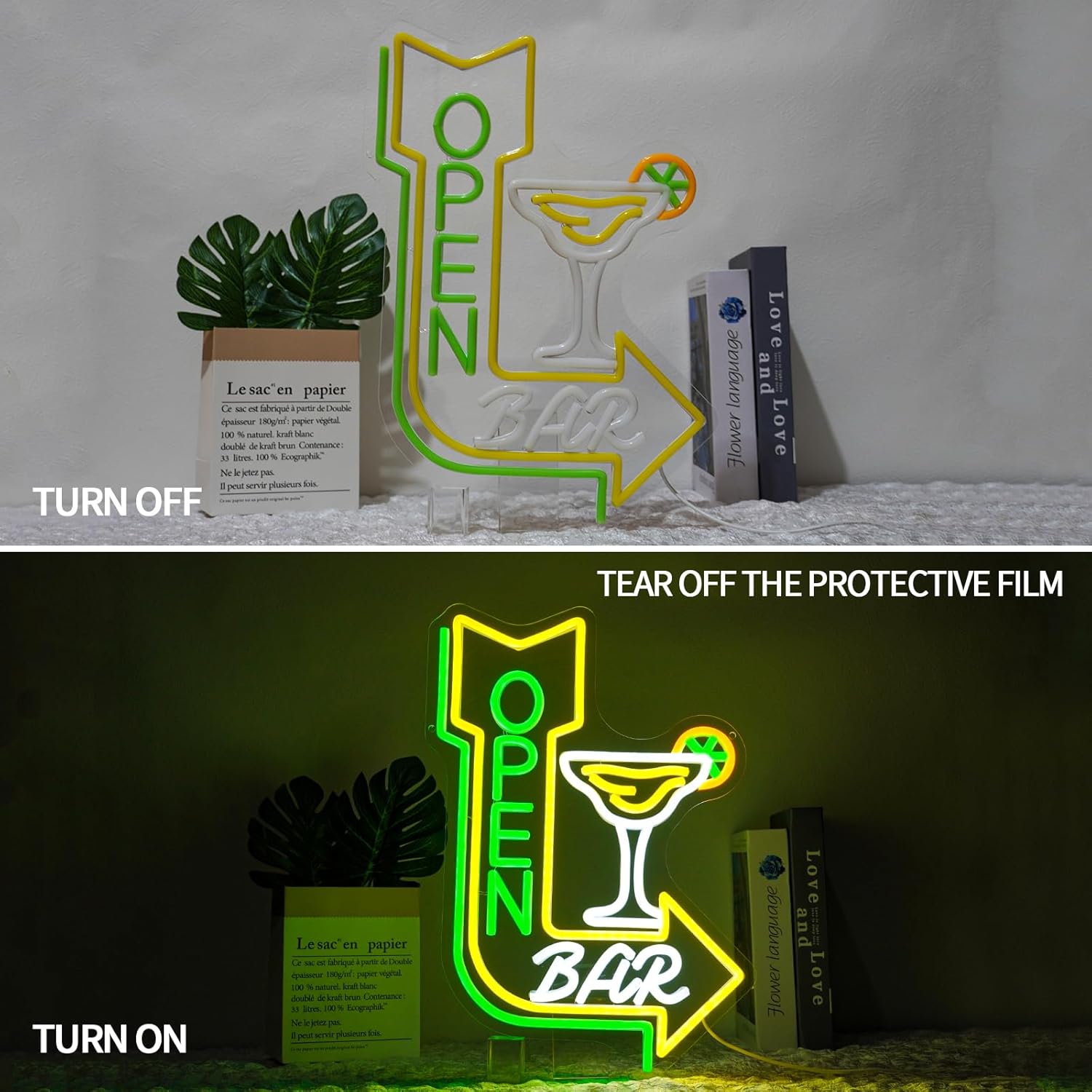 Bar Open Neon Sign for Business Dimmable Cocktail Neon Light Sign for Wall Decor Arrow Drinks Led Signs for Home Beer Bar Party Man Cave Pub Bistro Game Room Decor Gift 11.7" x 16.5" - Image 5