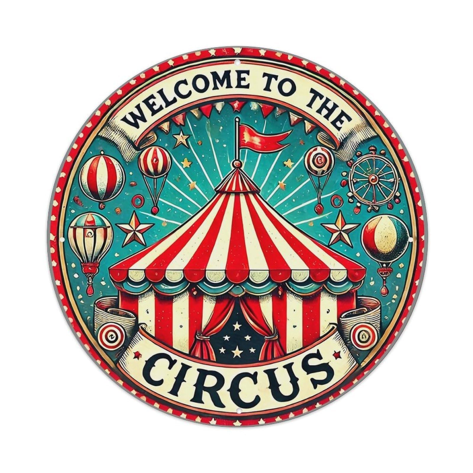 Jdyansheng Vintage Welcome To The Circus Tent Tin Sign Metal Poster Metal Signs For Home Man Cave Bar Cafe Kitchen Laundry Room Wall Decorations 8X8 Inches