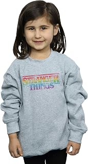 Absolute Cult Netflix Girls Stranger Things Rainbow Dot Logo Sweatshirt Sport Grey 12-13 years