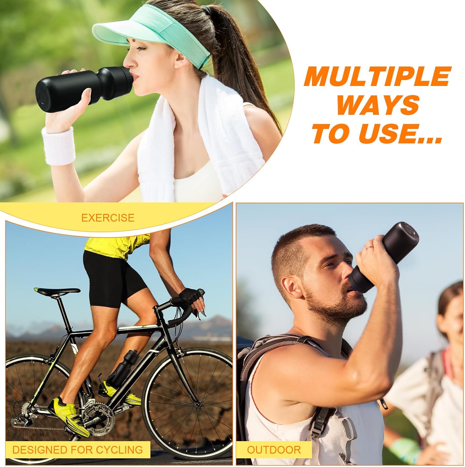Nitial 24 Pcs Sports Water Bottles Bulk 22 oz Squeeze Reusable Sports Water Bottles Blank Plastic Water Bottles with Pull Top Cap for Adults Sports Fitness Bike, Dishwasher Safe