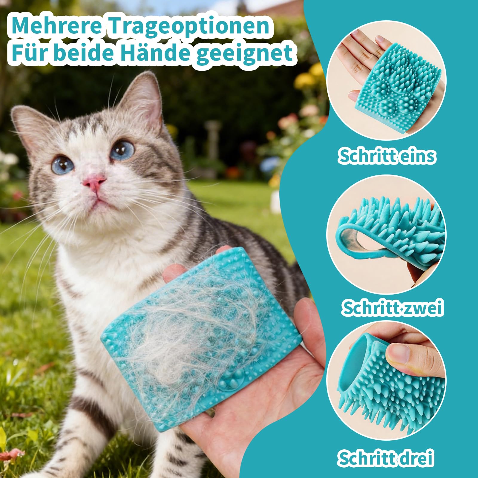 Set di 2 spazzole per cani e gatti, spazzola morbida in silicone per districare il pelo e spazzola massaggiante con impugnatura ergonomica, per cani e gatti a pelo lungo e corto