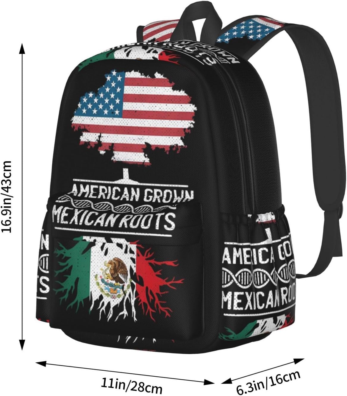 American Mexican Mexico Flag Mexican Roots Laptop Backpacks Double Shoulder Laptop Pack Bag Casual Back Pack Lightweight Daypack Bags With Side Pockets For Business Travel Hiking - Image 4