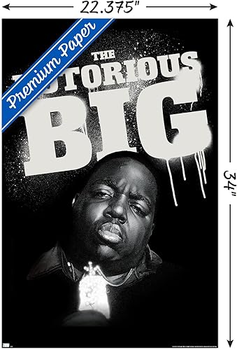 Miniatura 3 de Trends International The Notorious B.I.G. - Póster de pared de cadena, 22.375 x 34 pulgadas, versión premium sin marco