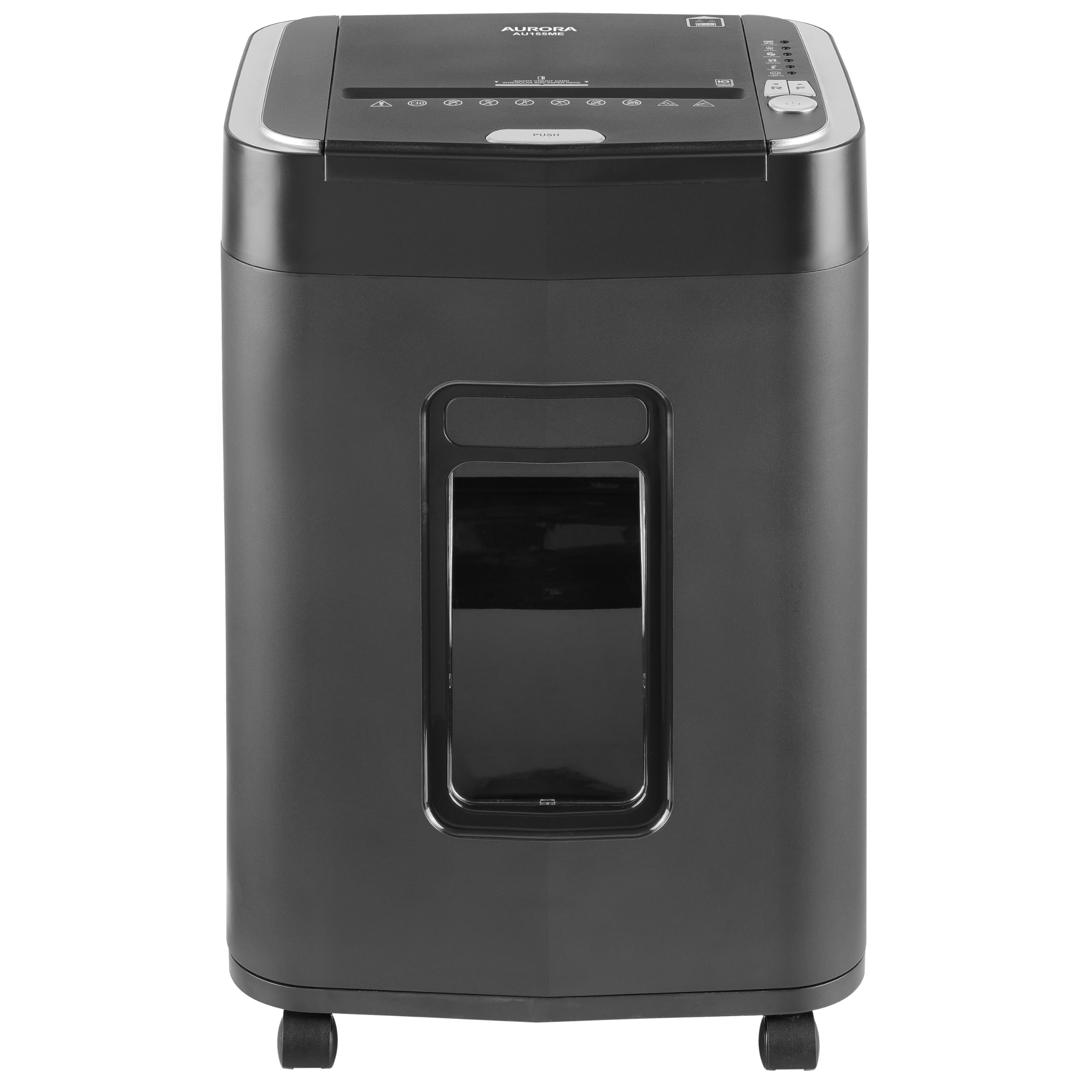 Aurora Trituradora de Papel microcortado y Tarjetas de crédito de Grado Comercial de 150 Hojas de alimentación automática con Cesta extraíble de 6.3 galones/Tiempo de Funcionamiento Continuo de 60
