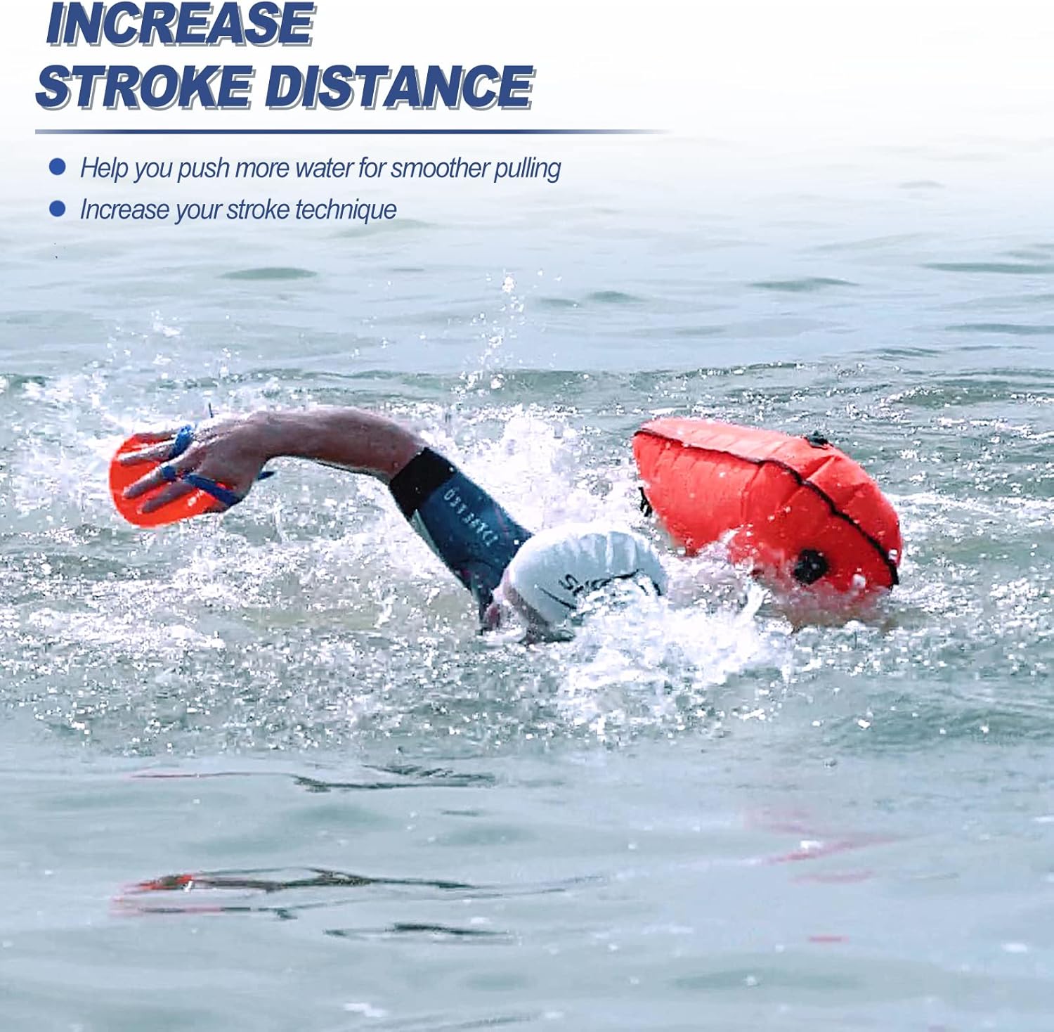 SUMARPO Swim Paddles, Swimming Training Hand Paddles with Adjustable Straps Men Women,Swimming Hand Paddles for Swimrun, Open Water, Triathlon