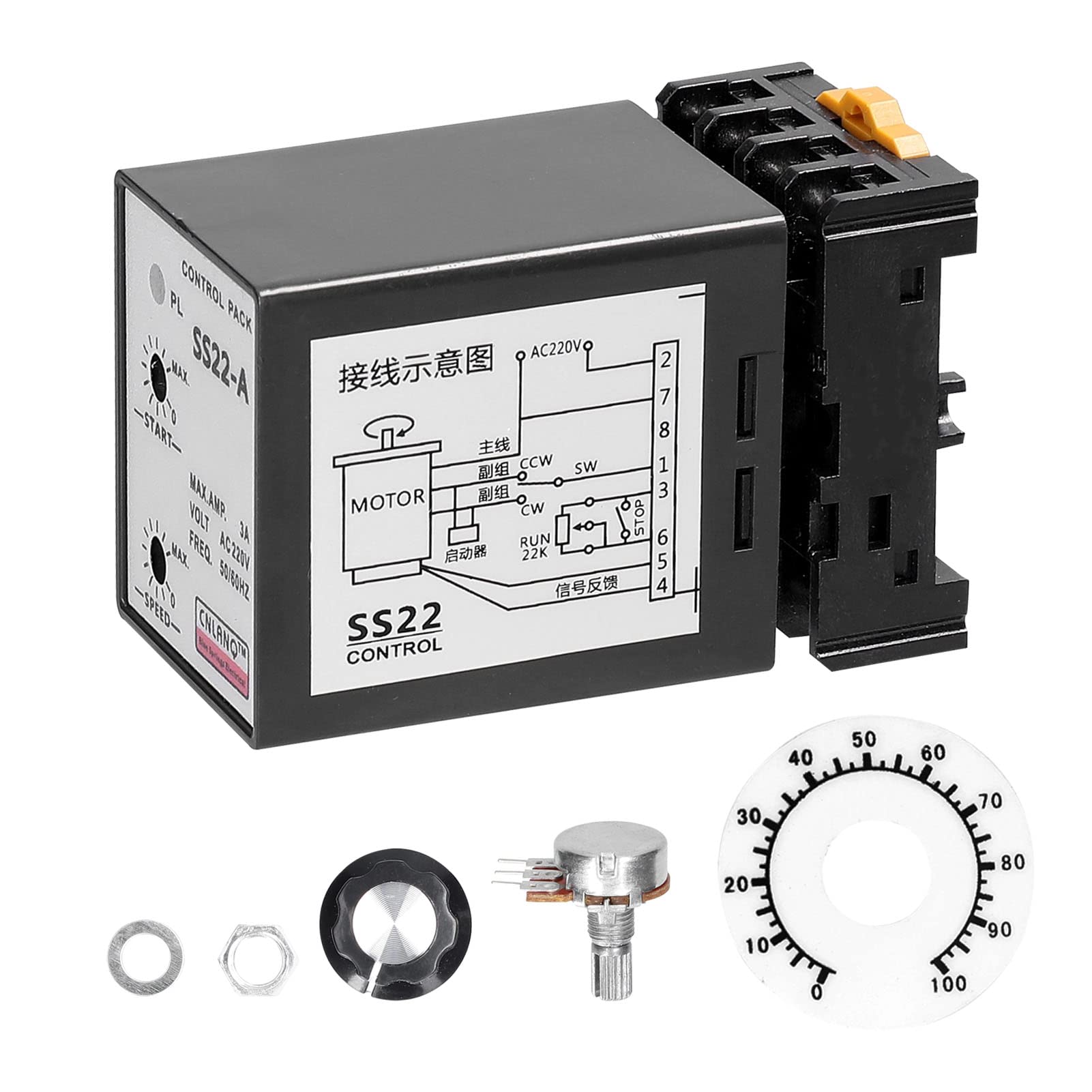 Speed Controller,SS22-A 6-250W AC220V 3A 50/60Hz Speed Controller Motor Speeds Pinpoint Regulator Control Device-image-29