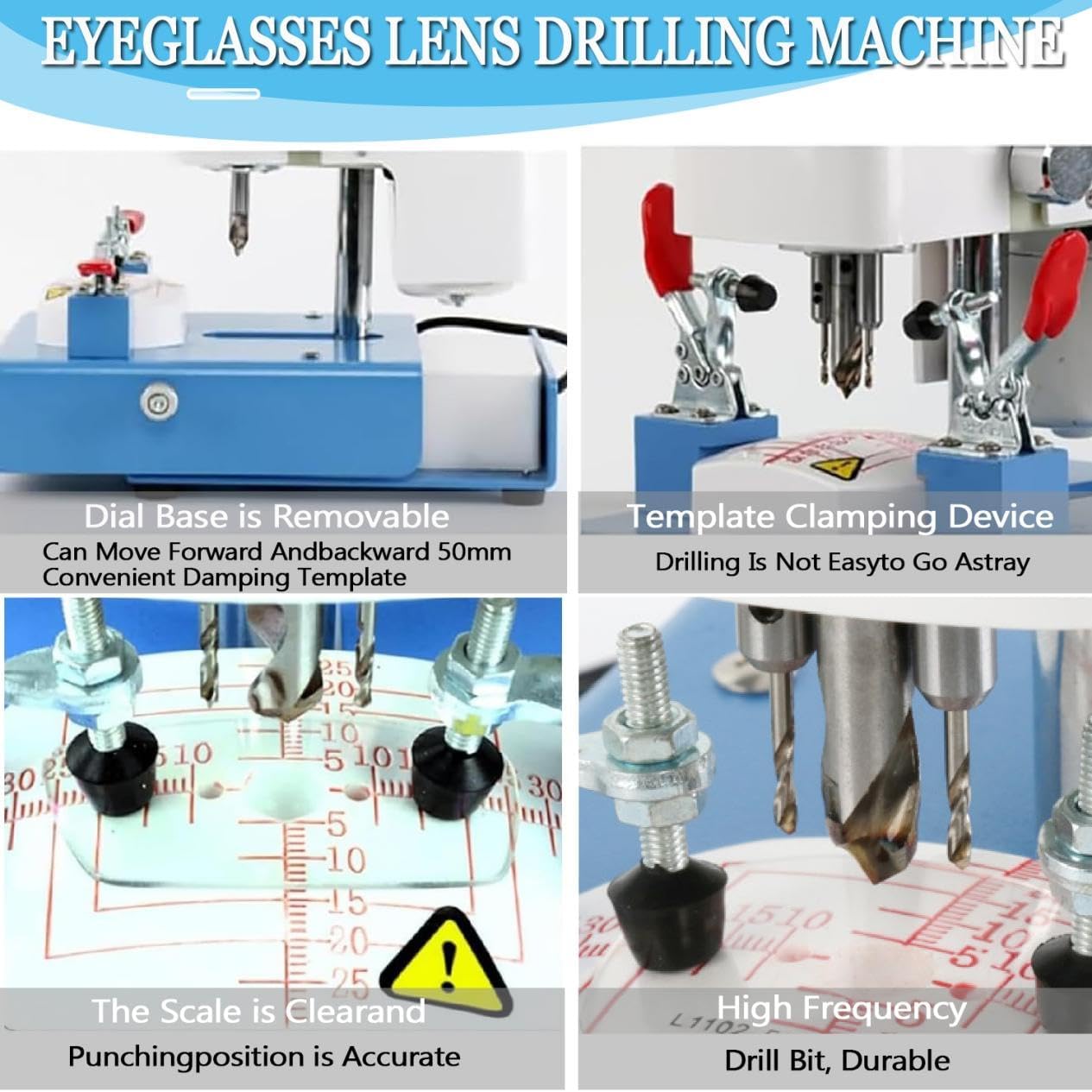 Optical-Eyeglasses-Lens-Drilling-Groove-Cutting-Machine,Lens-Punching-Machine,W/Transparent-Scale/Removable-Base