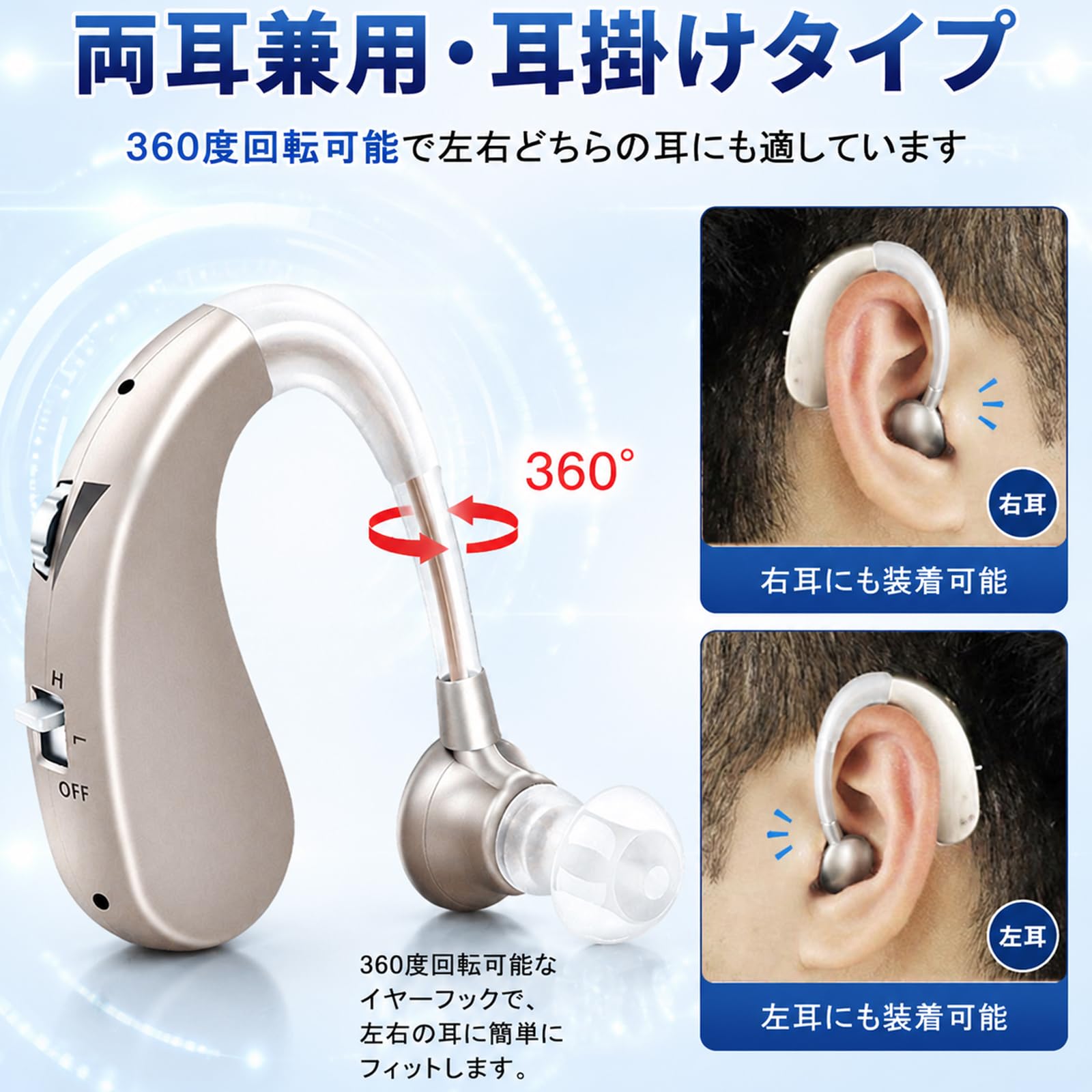Amazon.co.jp: Micfendy 集音器 高齢者 耳掛け集音器 音声拡聴器 充電