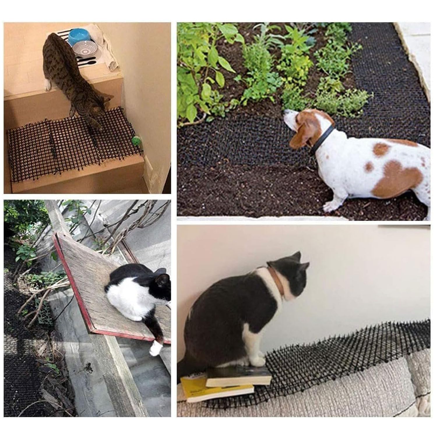Dissuasore per Gatti 400x30cm, Tappetino Repellente in Plastica con Spuntoni, Anti-Gatto per Protezione Giardino e Animali Domestici (bianco)
