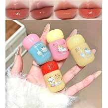 4Pcs Lip Glowy Lip Gloss Set, Dewy Hydrating Shine Sheer Tinted Lip Gloss Lip Plumping Oil Jelly Cute Lip Makeup for Women