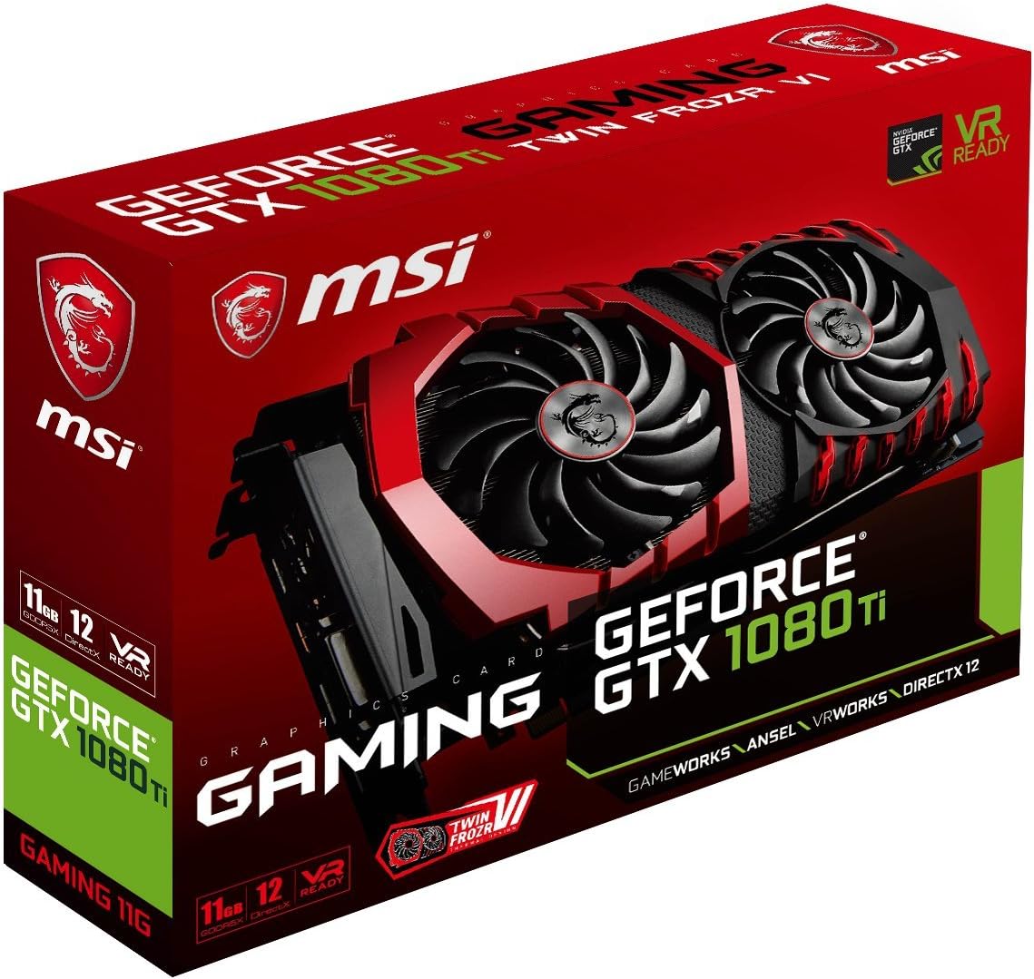 MSI GeForce GTX 1080 TI Gaming X 11G Scheda Grafica PCIE 3.0, 11 GB, GDDR5X 352 bit, 11.01 GHz, 1569 MHz, Nero