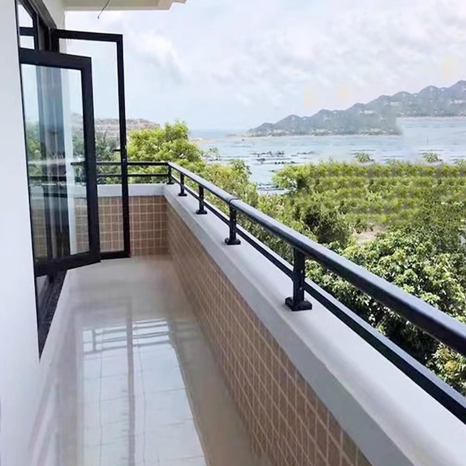 Do użytku na zewnątrz na balkon i irsy Wysokość Adjuble 2070 cm Czarna malowana proszkowo osłona ilSecuri na taras i schody (wys. 60 cm / 23.6 in/23,6 cala L 10)