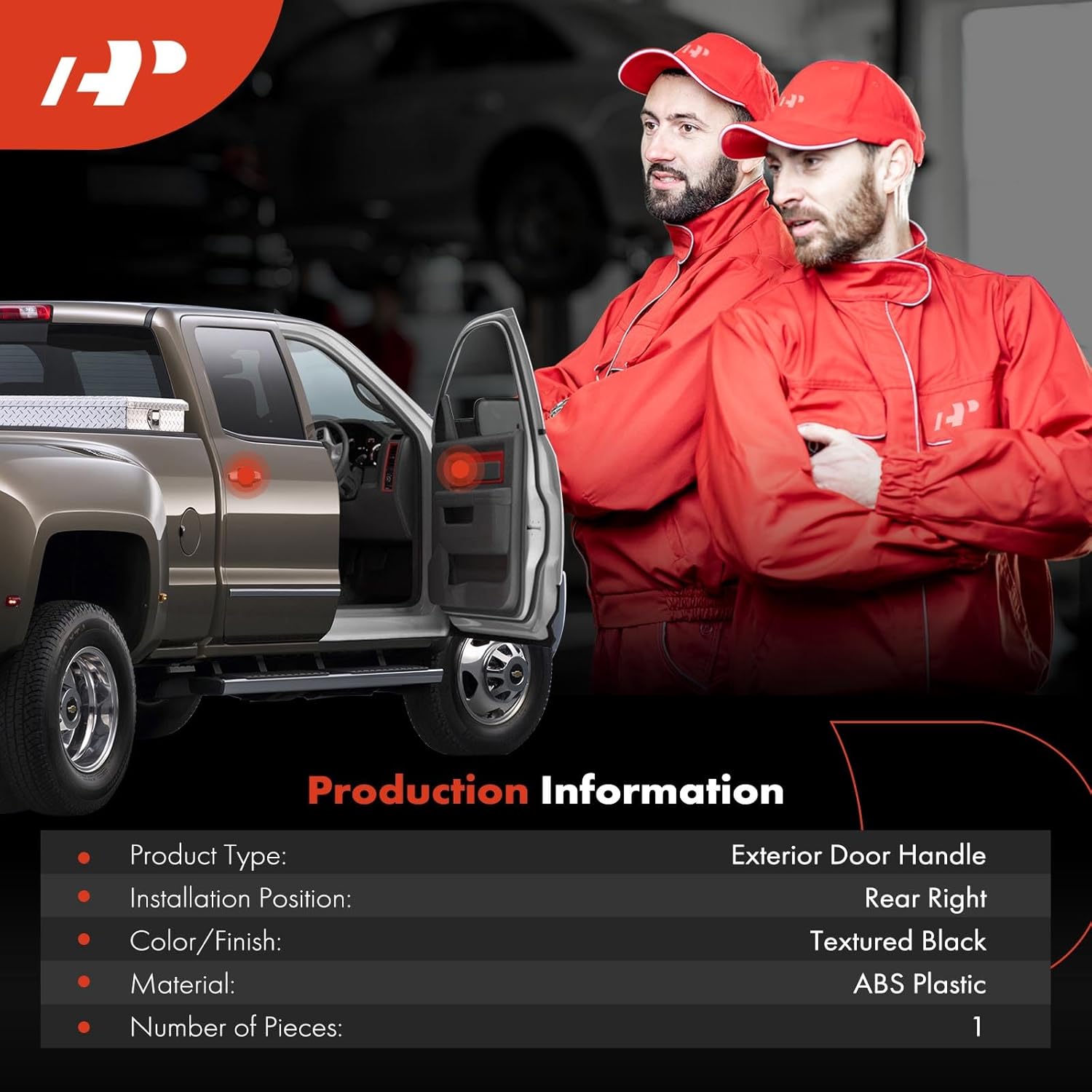 A-Premium Rear Right Passenger Side Exterior Door Handle Compatible with Jeep WJ Series Grand Cherokee 1999-2004, KJ Series Liberty 2002-2007, Textured Black, Replace# 55135838AC, 55135838AD