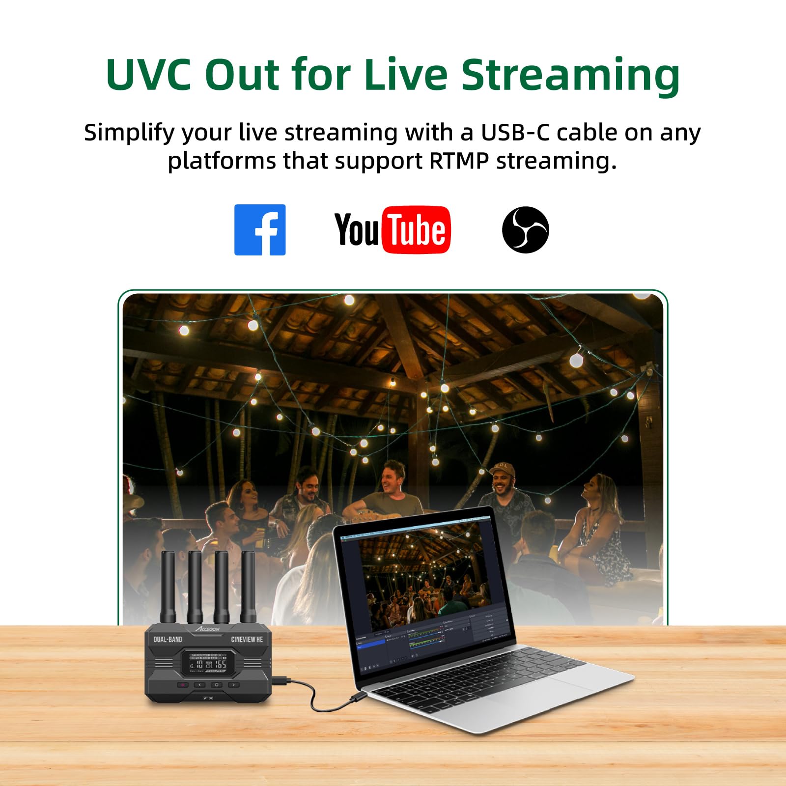 Accsoon CineView HE HDMI Video Receiver, Wireless Video Transmission System, 1200ft Range 60ms Low Latency, 1080p60fps - Image 2