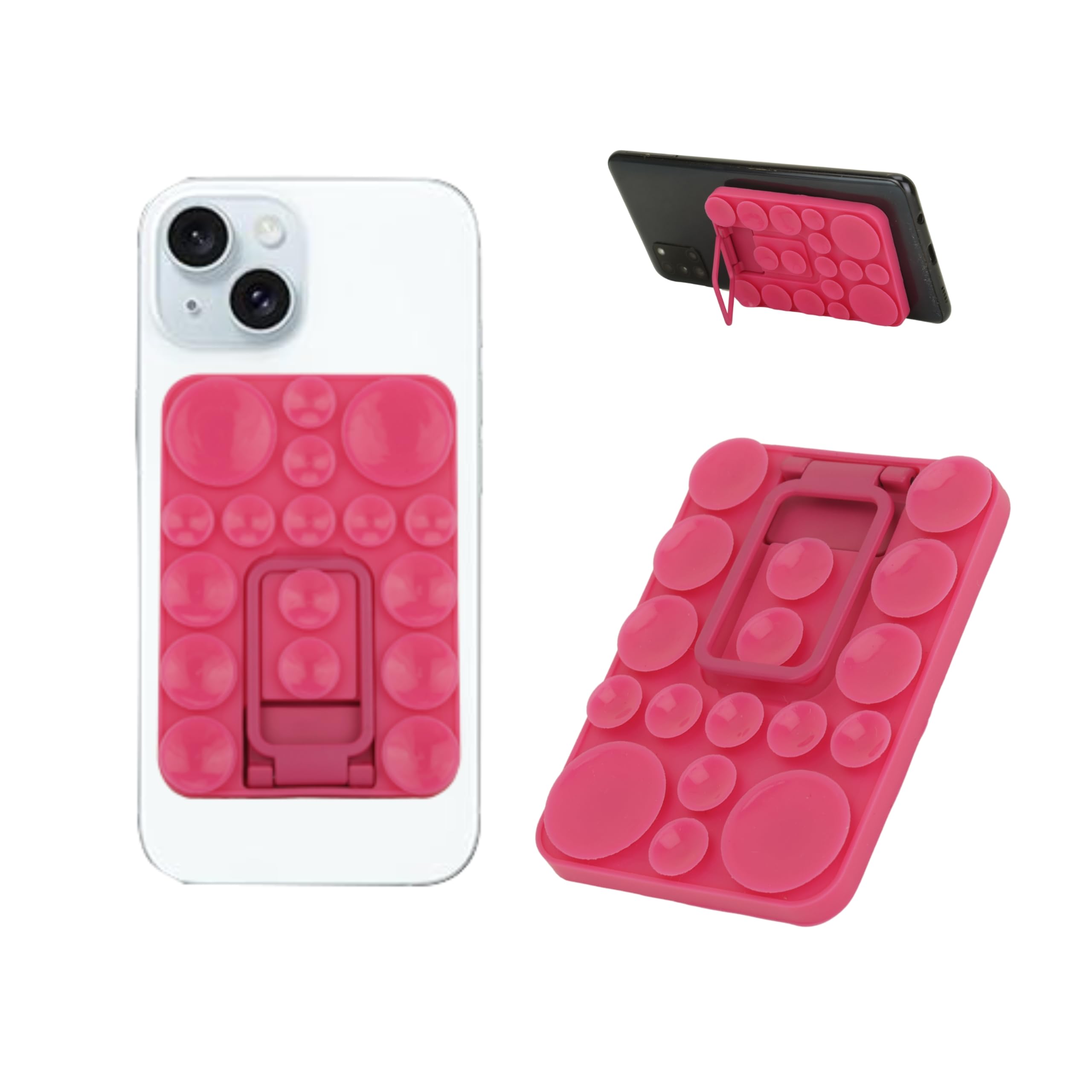 ClickCase 2 in 1 Sticky Silicone Phone Grip with New Upgraded Bigger Suction Cup & Kickstand Mount for Any Mobile Phone,Provides Multiple Mounting Options for Selfies,Reels & Video Recording (Pink)-image-48