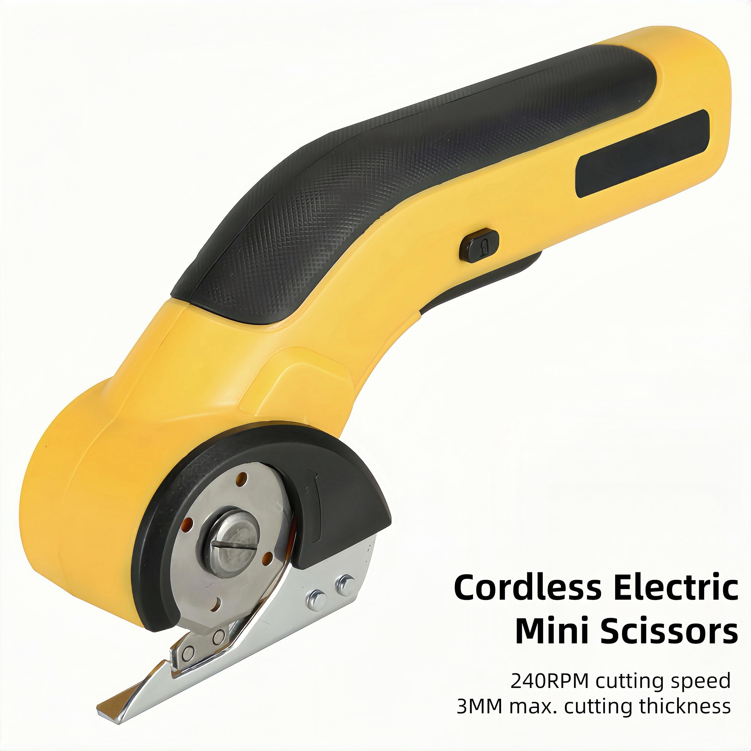 Cordless Electric Mini Scissors, Rechargeable Cardboard Cutter, Fabric Sewing Scissors with Self-Sharpening Rotary Cutter & Safety Lock for Cutting Clothes Paper Leather Carpet