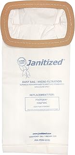 Janitized JAN-PTHV-2(10) Premium Replacement Commercial Vacuum Paper Bag for ProTeam Half Vac Vacuum Cleaners, OEM#106960 (Pack of 10)