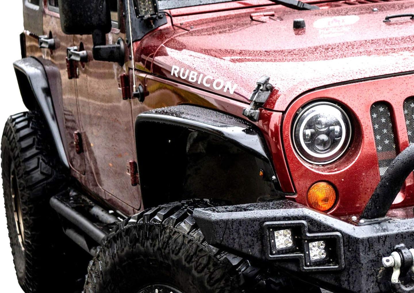 KBD Body Kits Compatible with Jeep Wrangler 2007-2018 4 Pc Front & Rear Polyurethane Fender Flares Kit. Extremely Durable, Easy Installation, Guaranteed Fitment, Made in the USA!